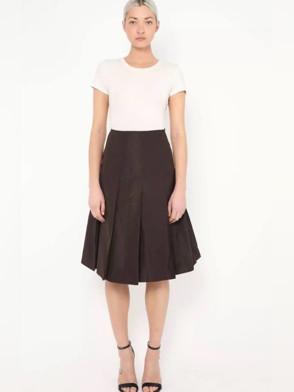 Prada Dark Brown Pleated Skirt